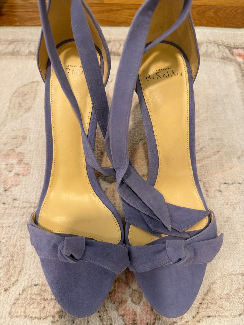 Alexandre Birman Lavender Tie-Ankle Suede Heels